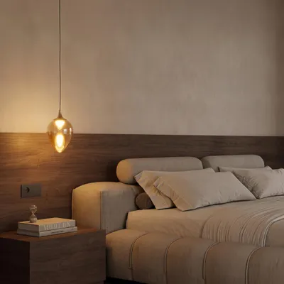 Productafbeelding van Hanglamp Nali 1-lichts amber glas, AI-gegenereerde afbeelding