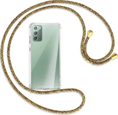 Produktbild von Handykette Backcover-Schutzhülle mit Band (Metall goldfarben) für Samsung Galaxy Note20 4G/5G (N980,N981) - braun+beige