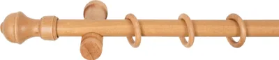 Produktbild von SN Deco - Stilgarnitur Gardinenstange Vorhangstange Ares, Holz, moderner Träger, 28 mm, 1-Lauf, Komplettset mit Ringen, Farbe Eiche, 280 cm (2x140 cm)