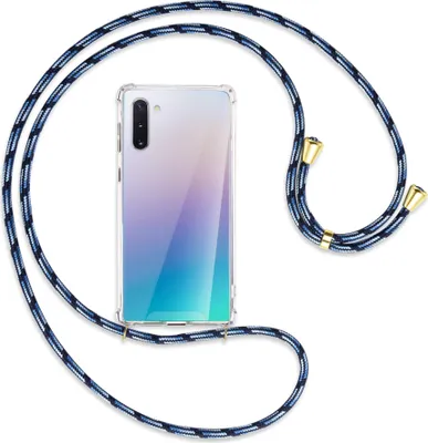 Produktbild von Handykette Backcover-Schutzhülle mit Band (Metall goldfarben) für Samsung Galaxy Note 10 (N970) - Blautöne