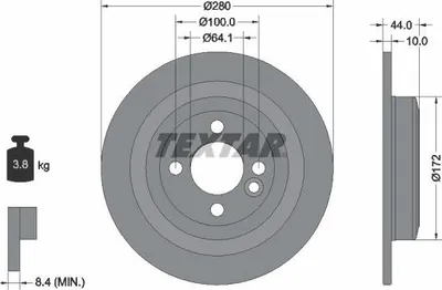Produktbild von 2x TEXTAR Bremsscheibe 92234003 für MINI Schrägheck (R56) Clubman (R55) 44mm