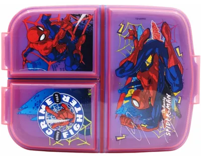 Kinder-Brotdose mit 3 Fächern, BPA-frei, Spiderman-Design