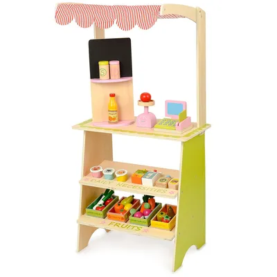 Produktbild von SEVICO Spielzeug Holzstand für Kinder Holz Shop für Kinder Zubehör Pretend-Spielset Spielkaufladen Obst und Gemüse F160
