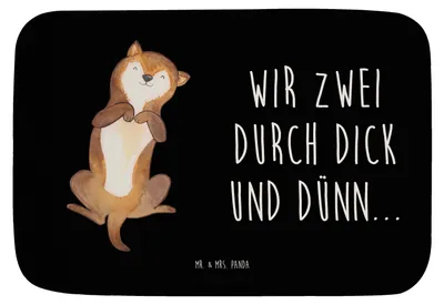 Produktbild von Mr. & Mrs. Panda Badteppich Hund Streicheln - Schwarz - Geschenk, Kraulen, Badezimmerteppich, Süß, Hunde, Badematte, Badvorleger, Duschvorleger, Sprüche, Badläufer, Bauch