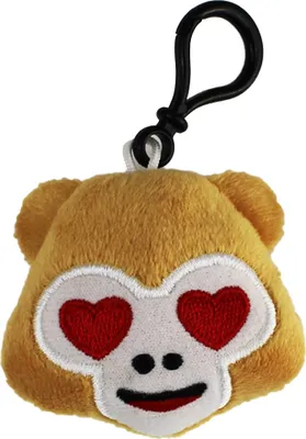 Produktbild von Emoji Schlüsselanhänger AFFE HERZAUGEN Smiley aus Plüsch hochwertige Emoticon Anhänger mit Karabiner-Haken von wortek