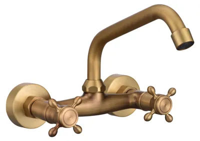 Imagen del producto de Grifo de cocina de montaje en pared, con 2 salidas de agua, caño giratorio de 360°, fabricado en acero inoxidable 304, color , para uso en la cocina