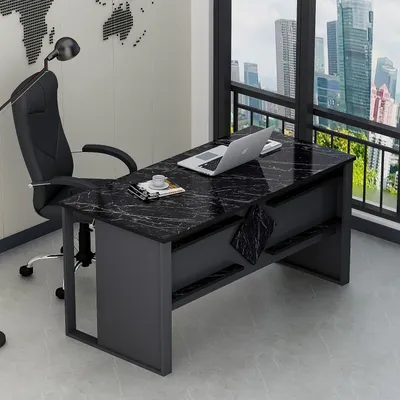 Produktbild von HOMIDEA BOSS Moderner Schreibtisch für Zuhause oder Büro 150 x 72 x 75,6 cm - Anthrazit/Schwarz Marmoroptik