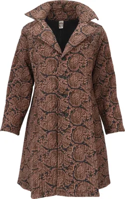 Zdjęcie produktu dla Pikowana kurtka, krótki płaszcz, pikowany płaszcz boho - czarny, damski, bawełna, rozmiar: S
