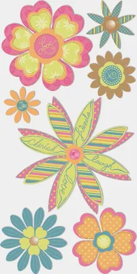 Produktbild von Sticker-Etikett Blumen spitz pastell 7 Stück bunt Packung mit 6 Stück
