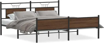 Obrázek produktu pro vidaXL Kovová postel bez matrace Hnědý dubový vzhled 160x200 cm