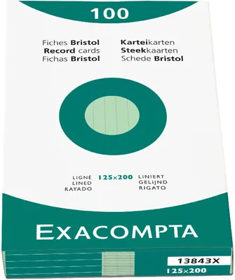 Produktbild von Karteikarten liniert Clairefontaine-Papier 125x200 mm grün Exacompta 1200 Stück
