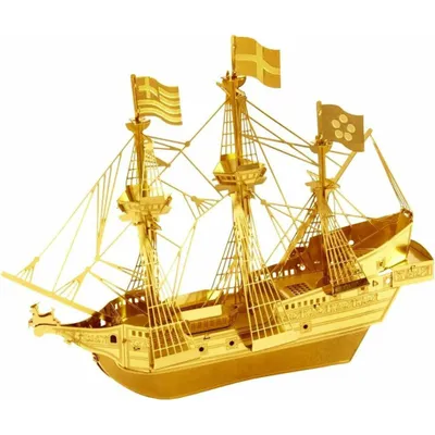 Produktbild von Metal Earth Golden Hind, Modell eines Segelschiffs, Montagesatz, Golden Hind, Unisex, Metall, Mäßig