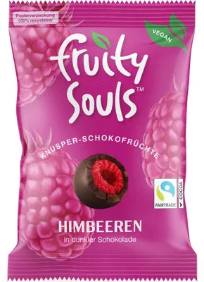 Produktbild von FruitySouls Knusper-Schokofrüchte Himbeeren vegan 80g