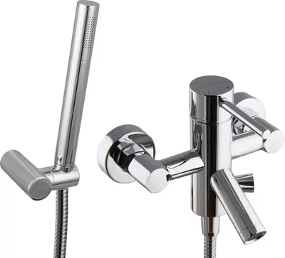 Produktbild von PaulGurkes Wannenarmatur Aufputz Set rund Handbrause Halterung Metallschlauch