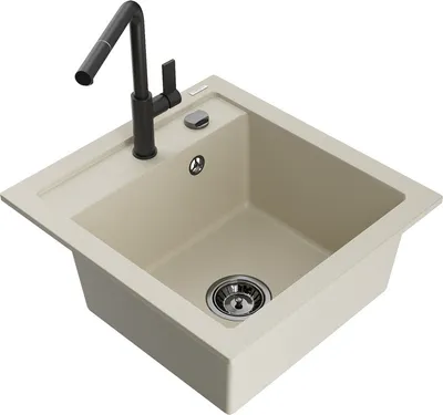 Produktbild von Mexen Vito 1-Becken-Granit-Spüle mit Mischbatterie Flora, Beige - 6503-69-670401-70-B
