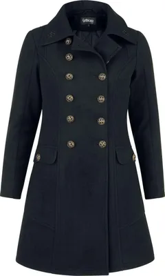 Produktbild von Gothicana by EMP Damen schwarzer Kurzmantel mit Metallaccessoires L