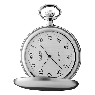 Produktbild von Regent Taschenuhr verchromt analog Mechanik silberfarben P-22