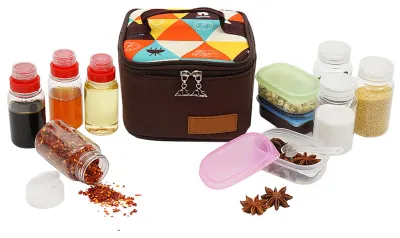 Obrázok produktu pre Sada nádobiek na korenie, nádoby na korenie na kempovanie, prenosné fľaše so sypákom s úložnou taškou na pikniky v prírode, 10 kusov