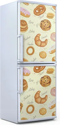 Produktbild von Kühlschrankdekoration  60x180 cm  Aufkleber auf dem Kühlschrank - Cupcakes Krapfen Croissants