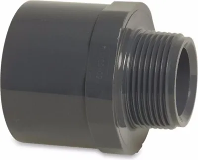 Produktbild von Mega Übergangsnippel PVC-U 90/110 mm x 3 Zoll Klebemuffe/Klebestutzen x Außengewinde 10 bar, grau