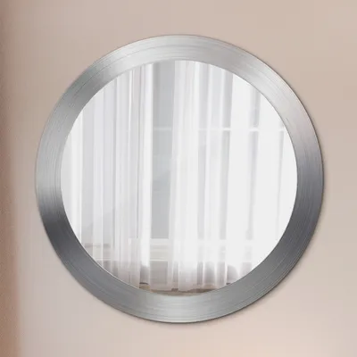 Produktbild von Runder Spiegel mit Modernem Aufdruck - Dekospiegel Wandmontage -glänzend Stahl- Ø80cm