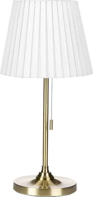 Produktbild von BELIANI Tischlampe Messing Weiß Polyester Metall Empire Leuchte Schlafzimmer Wohnzimmer Retro Klassisch