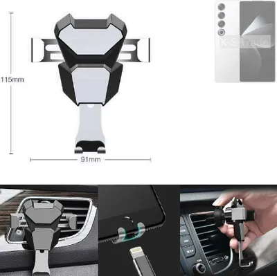 Produktbild von K-S-Trade Lüftungshalterung kompatibel mit Meizu 21 Pro kompakte Handy-Halterung Lüftungsschlitz Lüftungsgitter Autohalterung KFZ Auto-Halterung