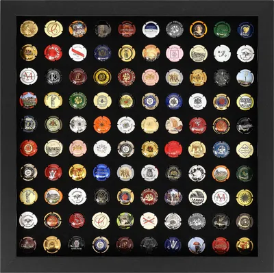 Produktbild von ACAZA Sammelrahmen Für Champagnerkapseln - 100 Stück - Aufbewahrung Für Champagnerkapseln - 40 x 40 x 3,30 Cm - Schwarz