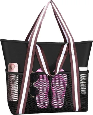Produktbild von Beutel für die Strandzeit - Mit Schnellverschluss und praktischen Taschen - Faltbarer Reisetas für Damen