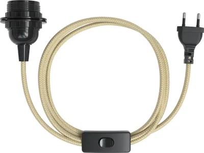 Immagine prodotto di EAZY CASE 1 portalampada E27 con cavo da 5 m, in plastica, con interruttore di accensione e spegnimento, adattatore per base in oro