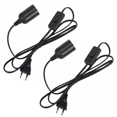 E27-Lampenfassung 2er-Set mit Kabel, Stecker, Schalter, 1,8 m