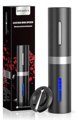Productafbeelding van Elektrische kurkentrekker met dopsnijder, automatisch, op batterijen, cadeauverpakking