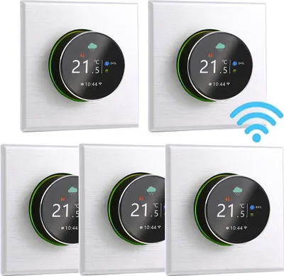 Produktbild von 5X WiFi Thermostat Digital LCD Raumthermostat Programmierbare Wandthermostat Unterputz Fußbodenheizung fuer 5A Warmwasserbereitung ,Tastensteuerung/Mobile APP/Sprachsteuerung Innenthermometer, Weiß