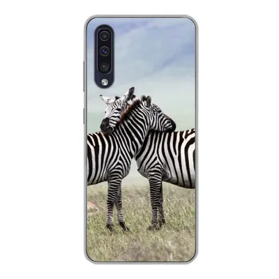 Produktbild von MuchoWow® Handyhülle Schutzhülle Hülle für Samsung Galaxy A30s Zebras - Gras - Schwarz - Weiß Silikon Softcase Handy Hülle - Karteninhaber