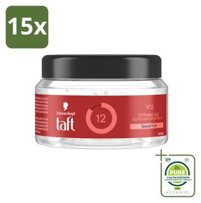 Imagen del producto de 15 unidades de gel de peinado Taft V12, fijación supersuperior, 250 ml, pack grande