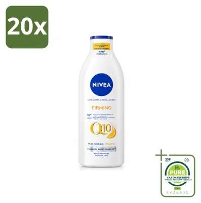 Immagine prodotto di 20 confezioni di crema corpo rassodante Nivea Q10, con vitamina C, idratazione per 48 ore, 400 ml - Confezione grande - 20 pezzi