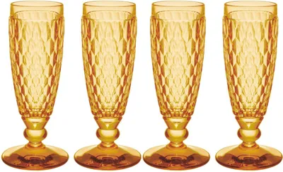 Produktbild von Villeroy & Boch Boston Saffron 4er Set Sektglas 120 ml gelb Kristallglas