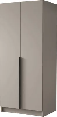 Produktbild von MIRJAN24 Kleiderschrank Bono I, Schlafzimmer, Drehtürenschrank, mit Kleiderstange, Modern, Garderobenschrank, Metallgriffe (Farbe: Cashmere / Cashmere + Schwarz)