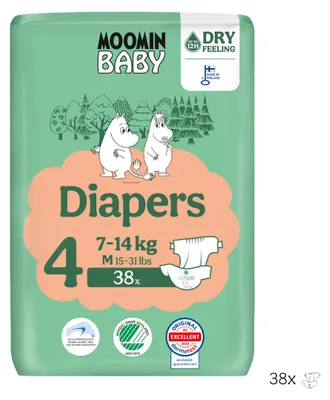 Produktbild von Moomin Baby - Moomin - Baby Eco windeln - Maat 4 - 7 bis 14 kg