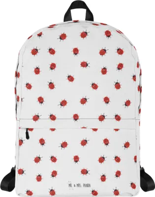 Produktbild von Mr. & Mrs. Panda Schulrucksack Marienkäfer Design - Weiß - Geschenk, Rucksacktasche, Aquarell, Laptoprucksack, Business-Rucksack, Backpack, Grüne Punkte, Muster, Niedlich