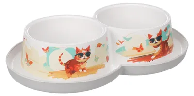 Image de Double gamelle Chat au soleil