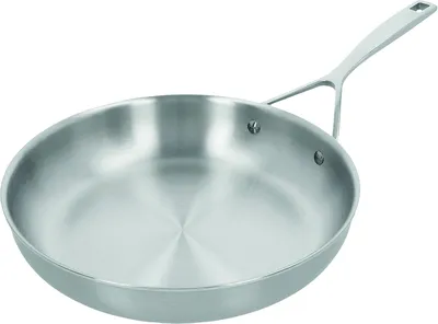 Zdjęcie produktu dla Patelnia ze stali nierdzewnej – 28 cm – Duża patelnia do smażenia – Konstrukcja 5-warstwowa – Nadaje się do użytku na płytach indukcyjnych i w piekarniku
