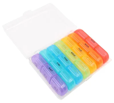 Produktbild von Pillenbox mit großer Kapazität – 7-Tage-Organizer – Tragbare Pillenbox – Für Medikamente/Nahrungsergänzungsmittel – Ideal für Reisen – Aus lebensmittelechtem PP-Kunststoff