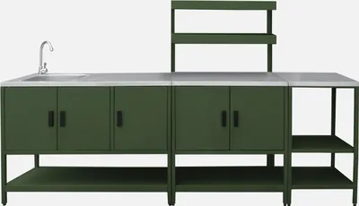 Produktbild von sweeek - Outdoor-Küche 3 Elemente aus Edelstahl - Grün