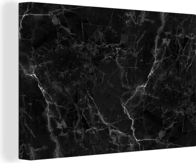 Produktbild von OneMillionCanvasses® - Leinwandbilder - 140x90 cm, Marmor - Schwarz - Weiß - Textur - Marmoroptik, Wandbilder Kunstdruck Wanddekoration - Foto auf Leinwand - Gemälde auf Holzrahmen