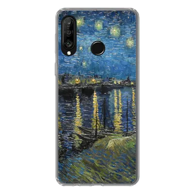 Produktbild von MuchoWow® Handyhülle Schutzhülle Hülle für Huawei P30 Lite Sternennacht über der Rhone - Van Gogh - Kunst Silikon Softcase Handy Hülle - Handyhülle