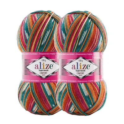 Produktbild von 2 x100g Sockenwolle Superwash Comfort 4-fädig Schurwolle Sockengarn Farbauswahl