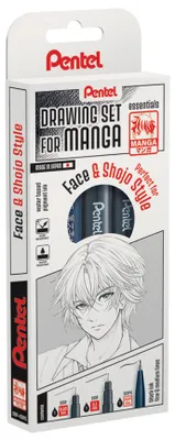 Produktbild von Pentel Fineliner-Set "Manga Action" schwarz 3er Etui