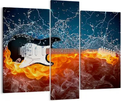 Produktbild von Bild auf Leinwand - Leinwandbild - Gitarre Instrument Musik - 95x80cm - Wand Bild - Wanddeko - Leinwanddruck - Bilder - Kunstdruck - Wanddekoration - Leinwand bilder - Wandkunst - CB95x80-0215