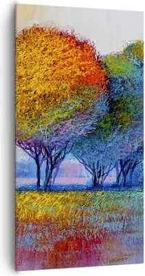 Produktbild von Bild auf Leinwand - Leinwandbild - Bäume Wiese Sommer - 65x120cm - Wand Bild - Wanddeko - Leinwanddruck - Bilder - Kunstdruck - Wanddekoration - Leinwand bilder - Wandkunst - PA65x120-4094
